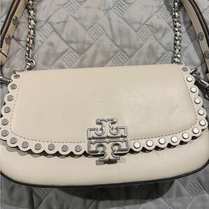 Tory Burch White Studded Shoulder Bag